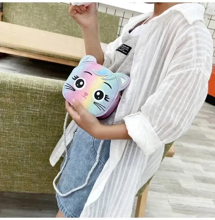 Cute Cat Shoulder Bag for Toddlers – PU Leather Cartoon Crossbody Bag for Girls-Bag-Bennys Beauty World