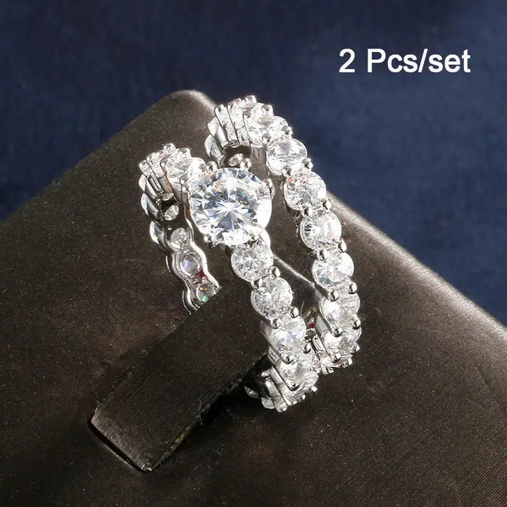 Crystal Zircon Ring Fashion Wedding Band Rings for Women-Ring-Bennys Beauty World