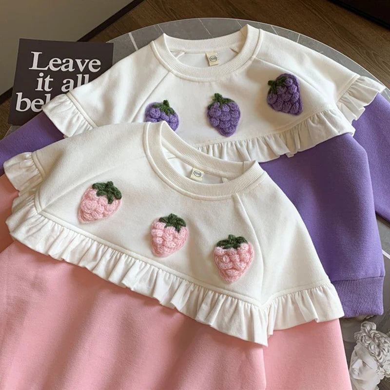 Girls Strawberry Pullover Sweatshirt | Ages 3–8