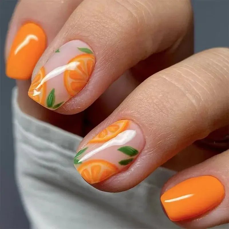 Short Square French Flower Press - On Nails 24 Pcs - Bennys Beauty World