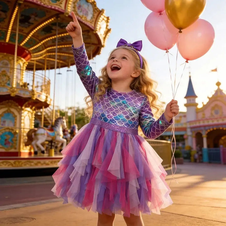 Girls Mermaid Princess Party Dress - Bennys Beauty World