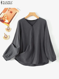 Fashion Long Sleeve Tunic Tops Blouse For Woman-Tops-Bennys Beauty World