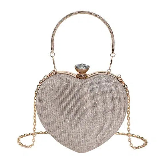 Evening Clutch Bag Women Bag Shiny Handbag Heart Shaped Bags-bag-Bennys Beauty World