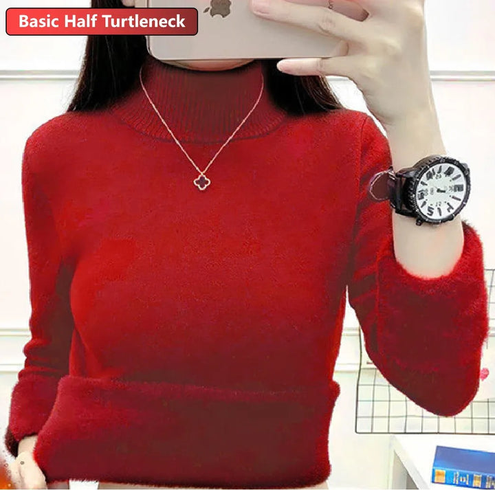 Women’s Turtleneck Velvet-Lined Winter Sweater