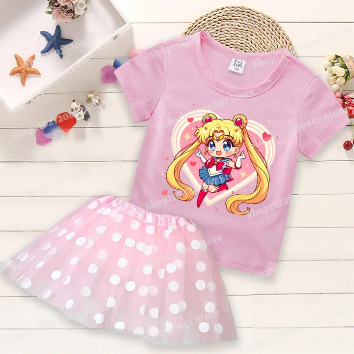 Summer Kids Girls Clothes Little Pony T-Shirt+Tutu Skirt 2pcs Clothing Sets