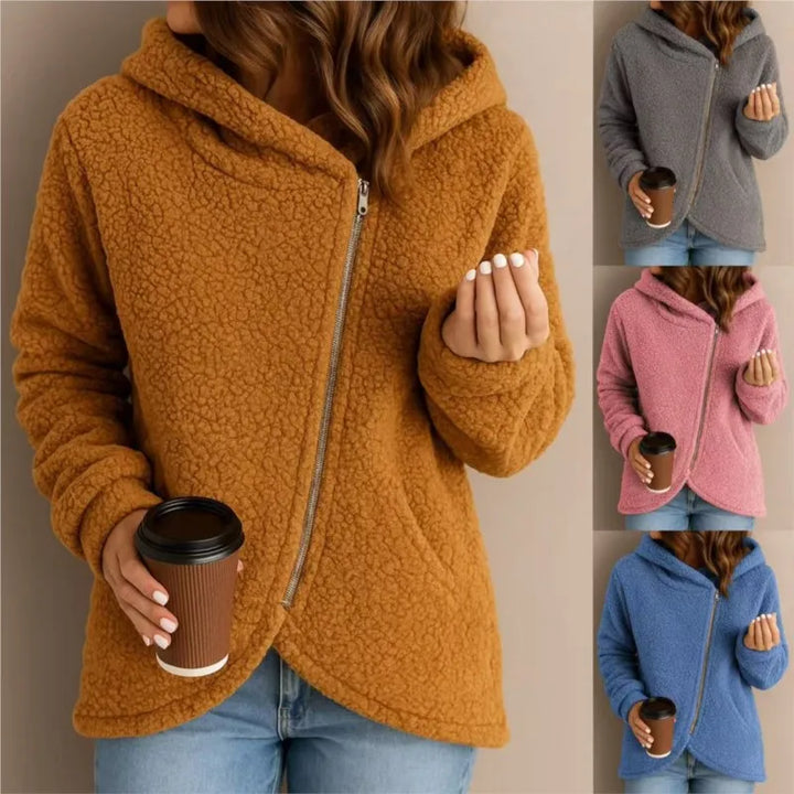 Women's Warm Thickened Fleece-lined Sweatshirt Y2k Clothes Woman Hooded Top Zipper Cardigan Winter Trendy Style Lamb Wool Jacket