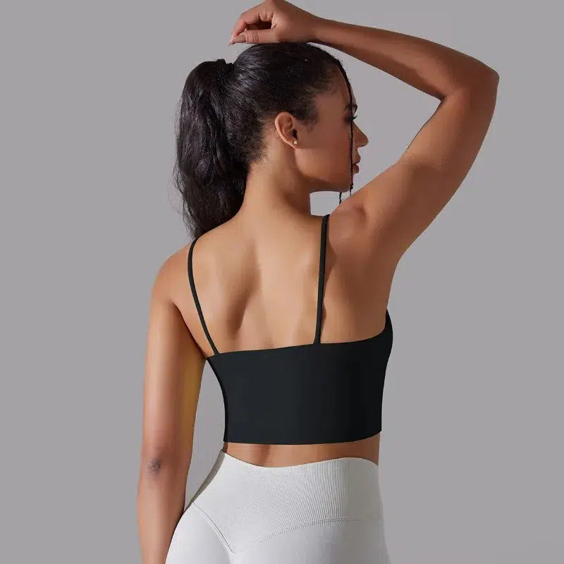 Women Solid Double Sided Nylon Bras Knitting High Elastic Tank Tops-crop top-Bennys Beauty World