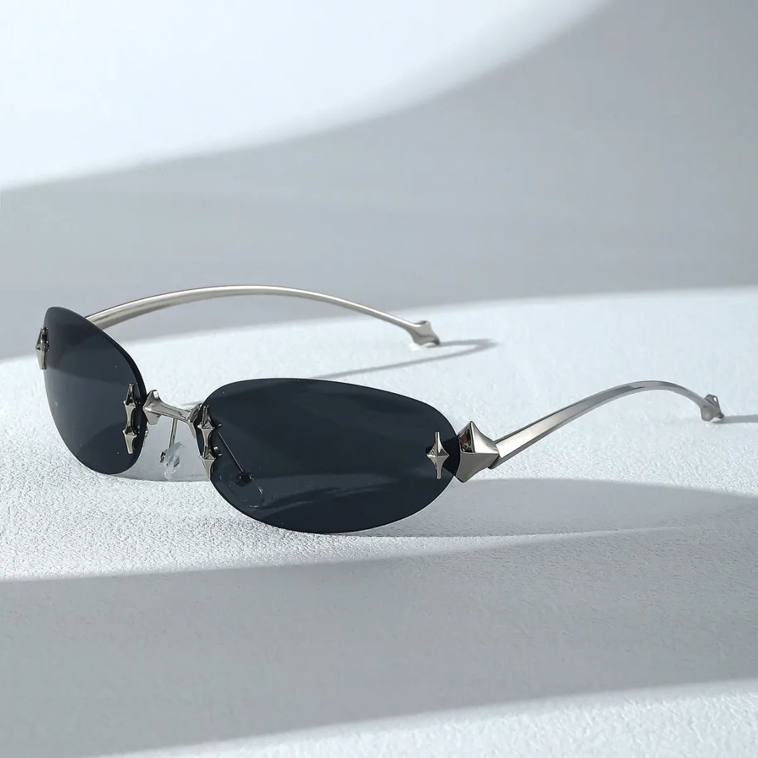 Rimless Oval Y2K Sunglasses | Gradient Photochromic UV400 Eyewear