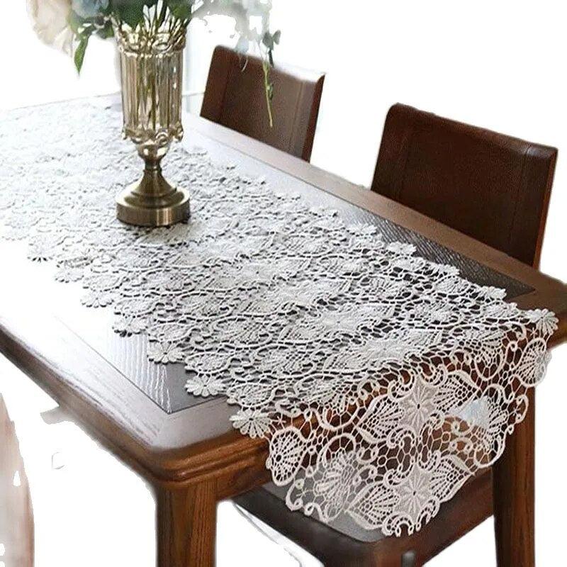 Luxury Flower Embroidery bed Table Runner flag cloth cover Coffee Christmas Party home tablecloth Wedding New year decor-Arlik interiors