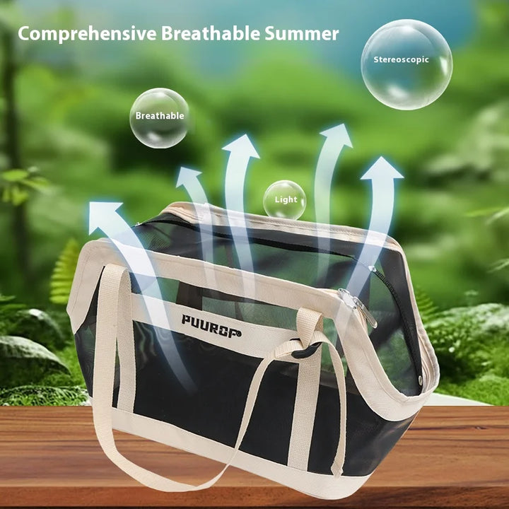 Summer Mesh Fabric Portable Travel Pet Bag