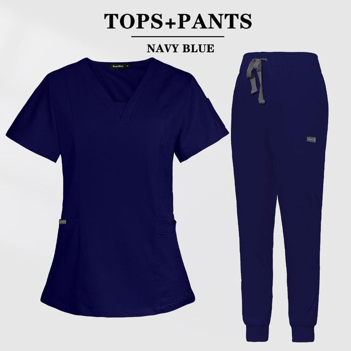 Multicolor Scrubs Short Sleeve Tops+Pants Nursing Uniform-Scrubs-Bennys Beauty World