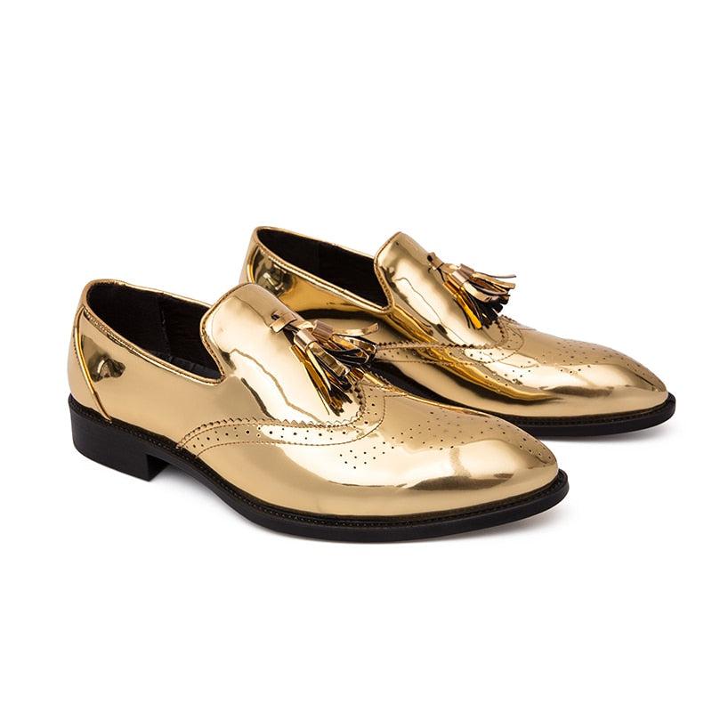 Gold Color Leather Shoes For Men-Shoe-Bennys Beauty World