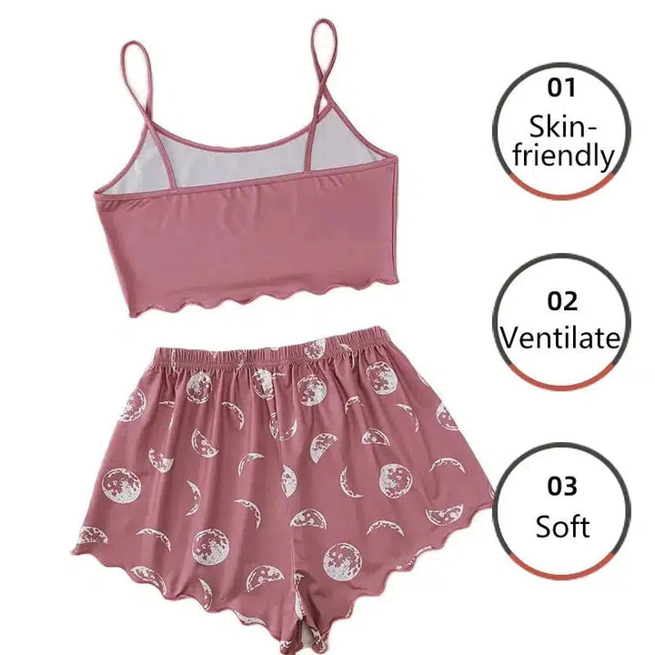 Women Pajamas Sleepwear Pajama Set Sports Camisole And Shorts-Dresses-Bennys Beauty World