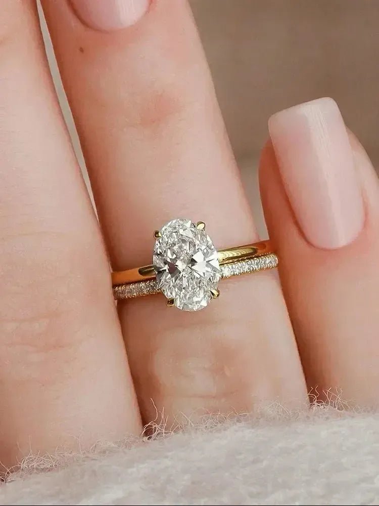 925 Sterling Silver Oval Zircon Stackable Ring - Bennys Beauty World