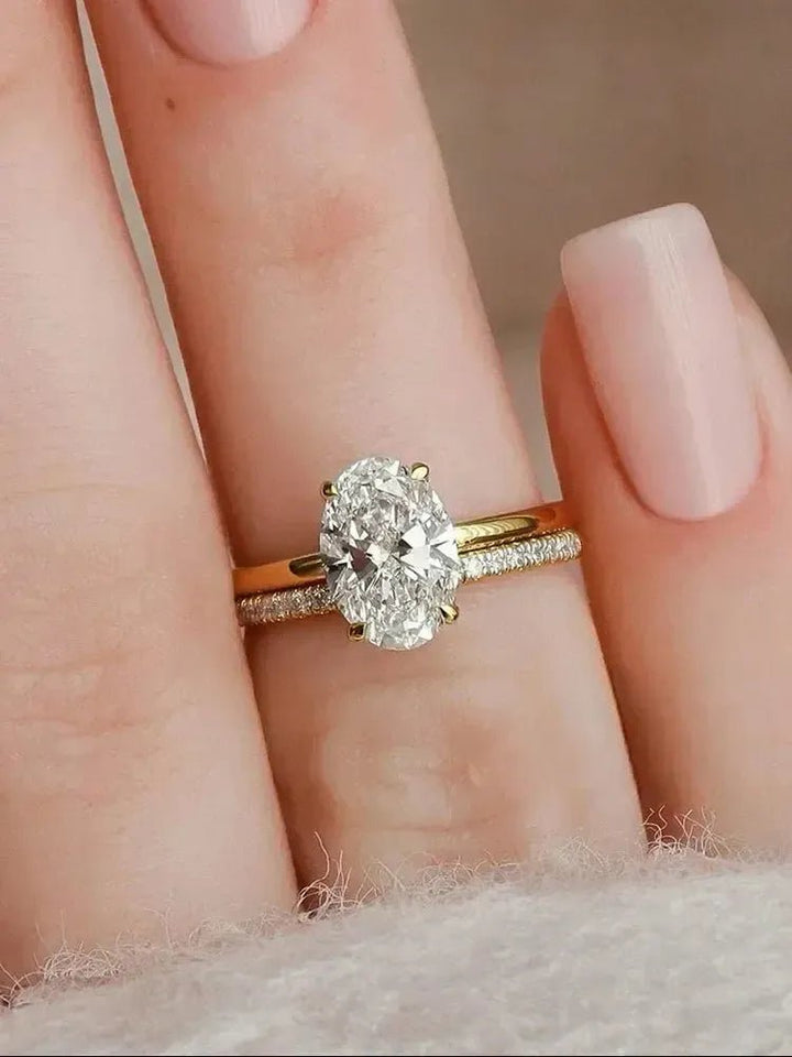 925 Sterling Silver Oval Zircon Stackable Ring - Bennys Beauty World