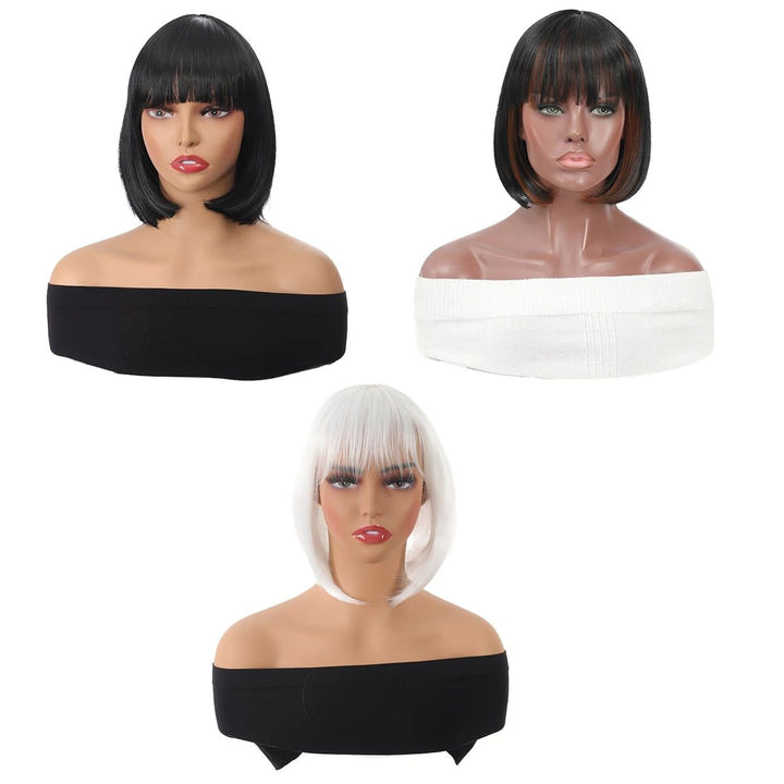 Bob Wig With Bangs Light Weight Synthetic Wigs