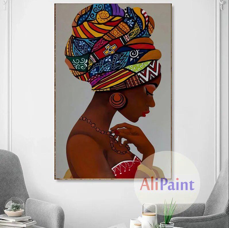 African Art Woman Painting Prints on Canvas-Art-Arlik interiors