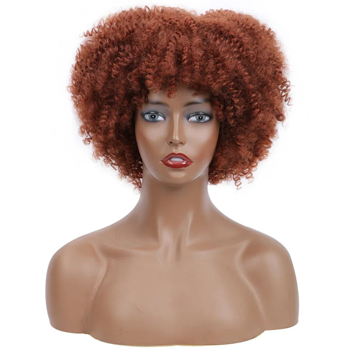 Afro Kinky Curly Wigs With Bangs Synthetic Wigs