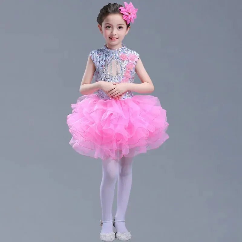 Girls Sequined Tutu Dance Dress – Princess Performance Costume for Kids - Bennys Beauty World