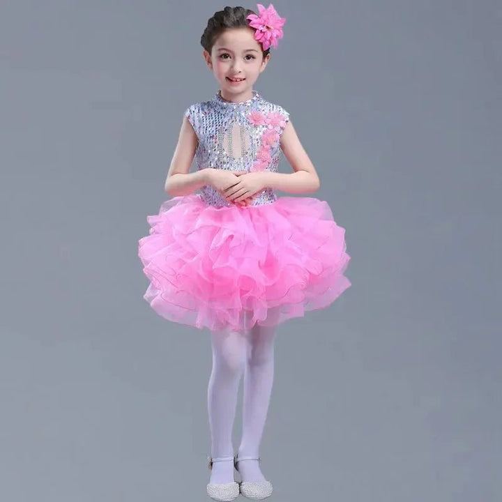 Girls Sequined Tutu Dance Dress – Princess Performance Costume for Kids - Bennys Beauty World
