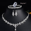 Zirconia Leaf Necklace Earrings Rings Bracelets Set for Women-necklace-Bennys Beauty World