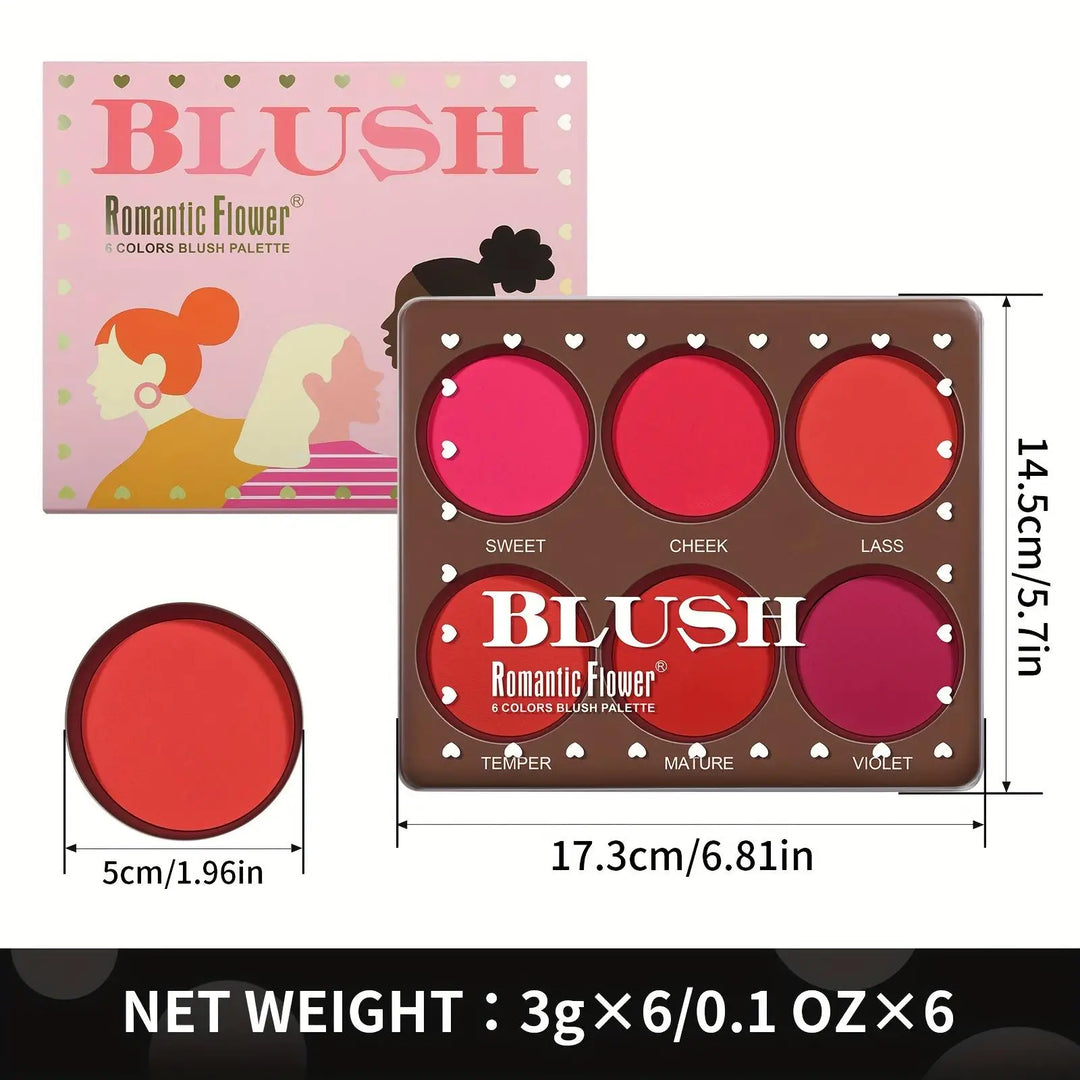 6 Colors Waterproof Matte Blush Palette