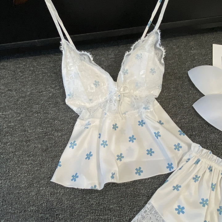 Summer Women Pajamas Lingerie Two Piece Lace Sleepwear