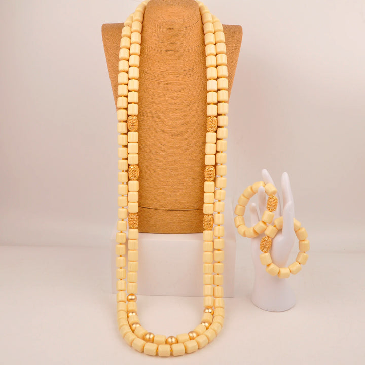 White Artificial Coral Bead Necklace African Jewelry Sets for Women