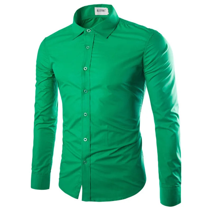 Men's Candy Color Long Sleeve Shirt Casual Fashion for Spring & Summer-Shirt-Bennys Beauty World