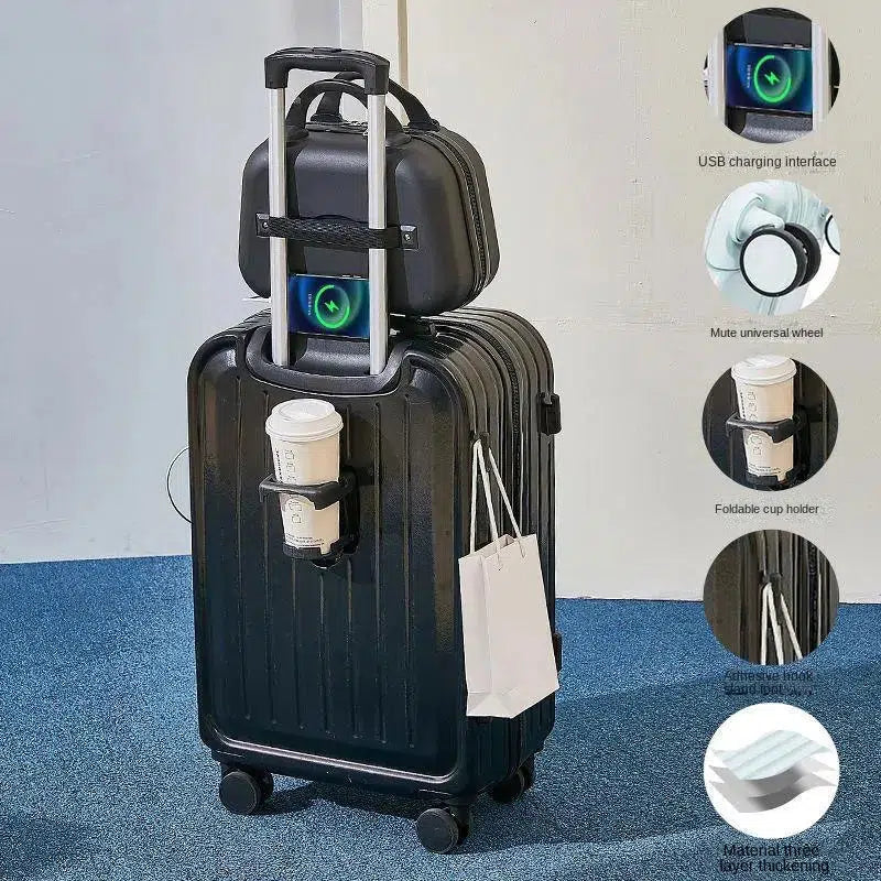 Travel Luggage USB Charging Port with Cup Holder-Bennys Beauty World