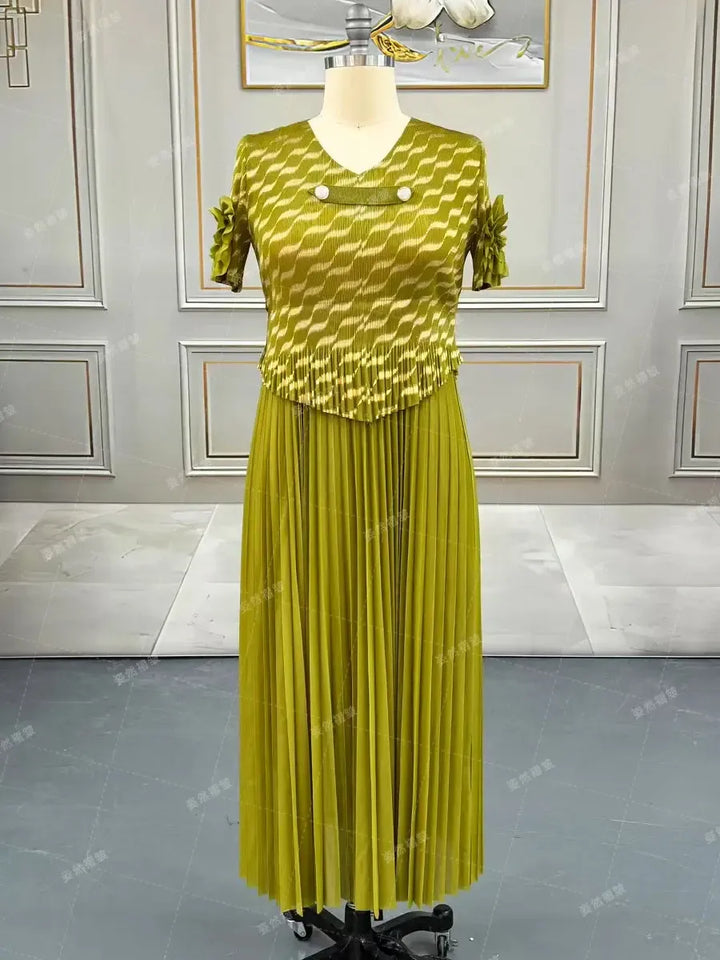 Plus Size Luxury Dresses For Women Elegant And Beautiful Gowns Miyake Pleated Dress Party Evening Prom Formal Female Fashion-Bennys Beauty World