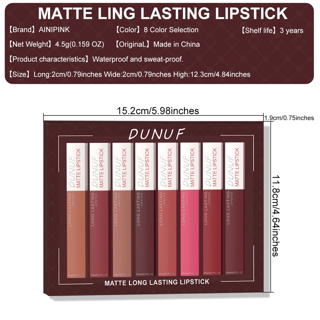 Dunuf Matte Lipstick – Long-Lasting, Waterproof &amp; Glossy Finish