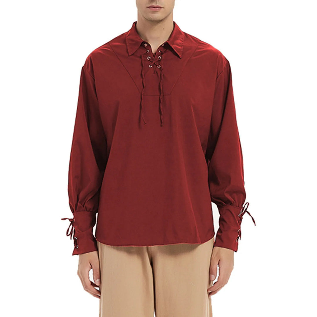 Men’s Medieval Bandage Shirt – Vintage Long Sleeve Casual Blouse-Shirt-Bennys Beauty World