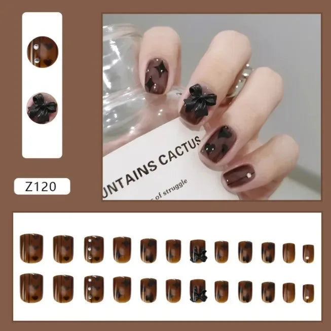 24pcs Multiple Styles Colourful Fake Nails Detachable Nails