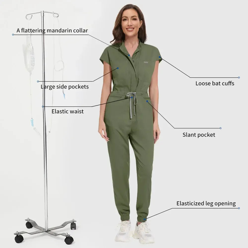 Multicolor Medical Scrub Jumpsuit for Women-Scrubs-Bennys Beauty World