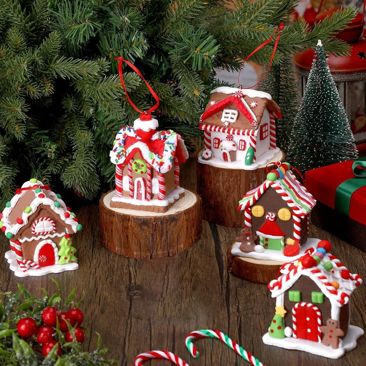 5 pcs House Ornaments Holiday Christmas Tree Ornament