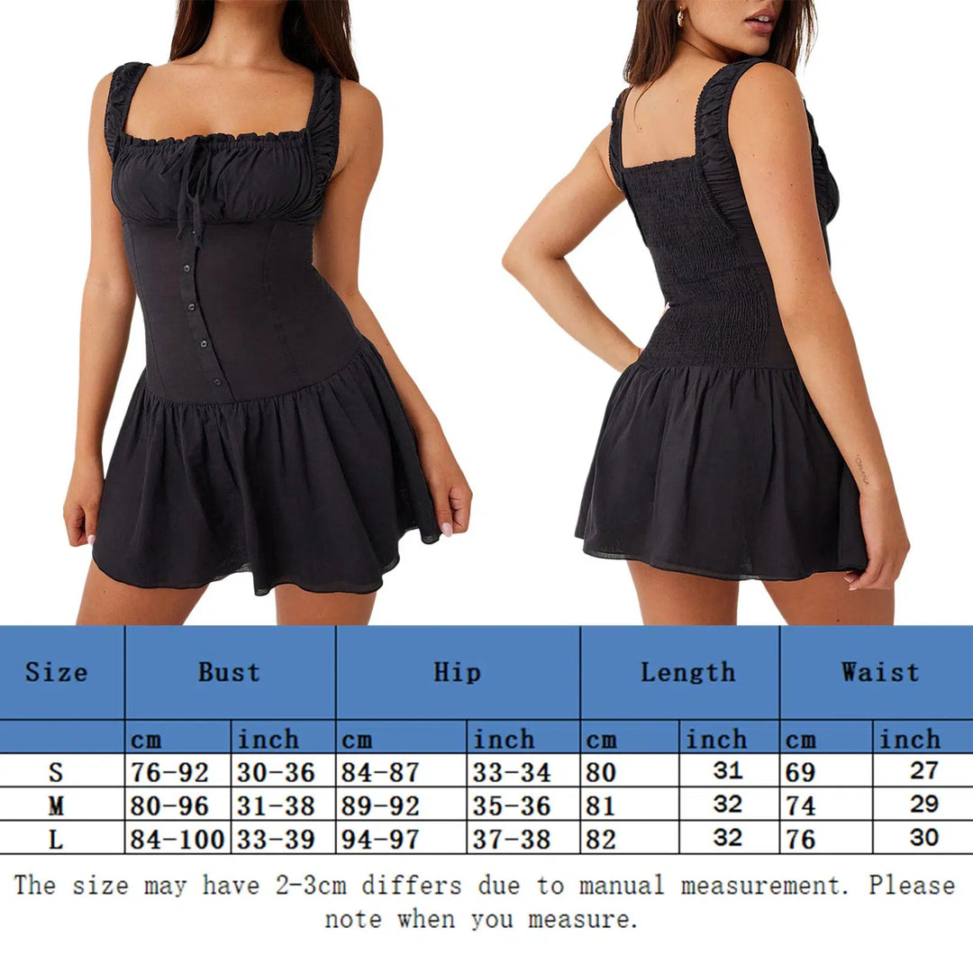 Ladies Sleeveless Mini Dress Square Neck Summer Clothing