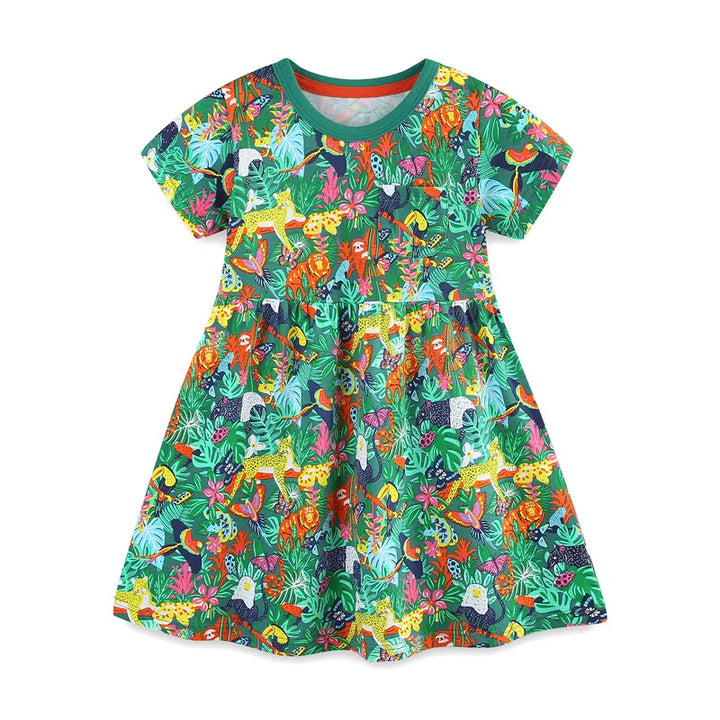 Girls Forest Princess Summer Dress | Floral Ball Gown