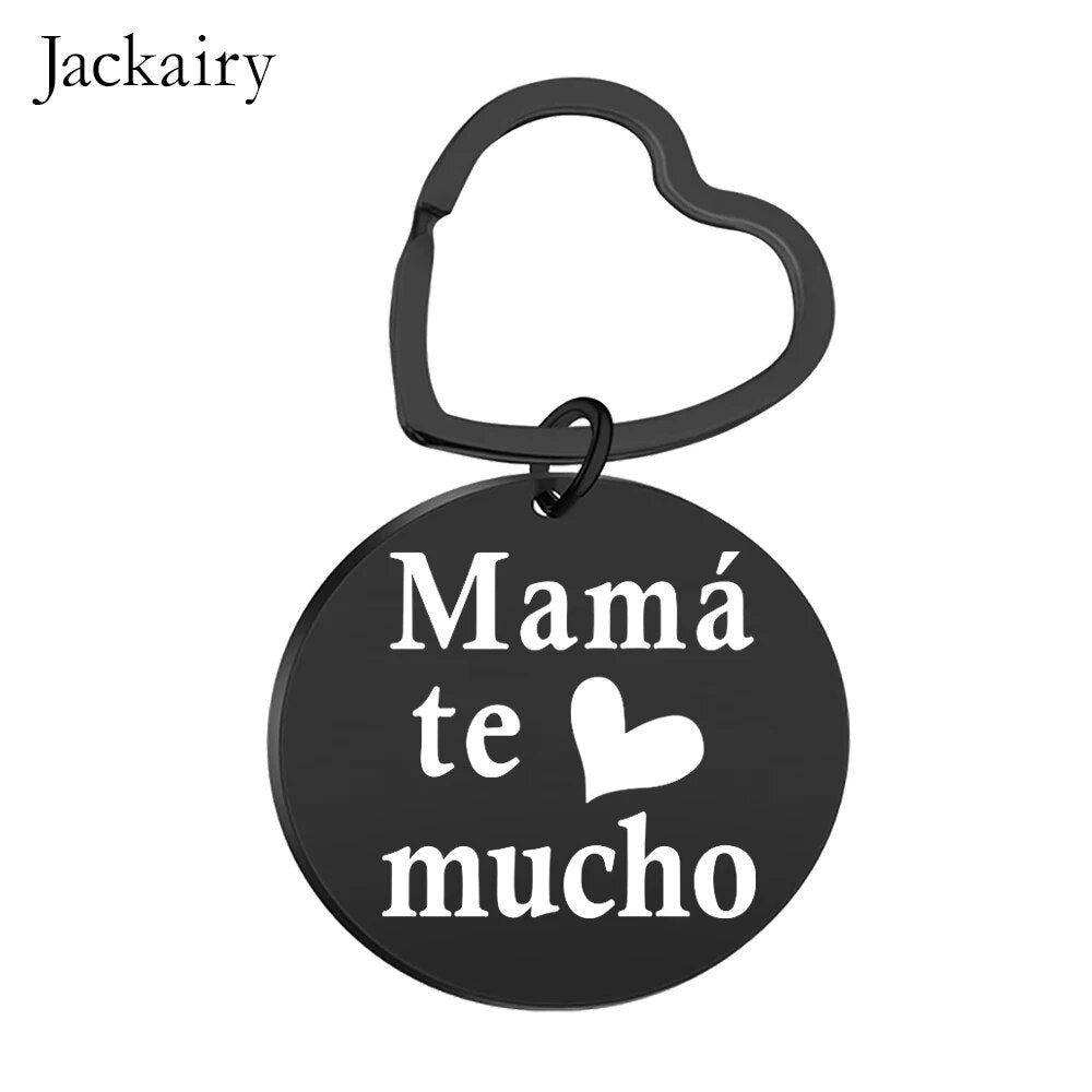 Spanish Mother&#39;s Day Keychain Mamá Te Quiero Mucho Keyring Pendant Necklace Birthday Christmas Gifts for Mom-Arlik interiors