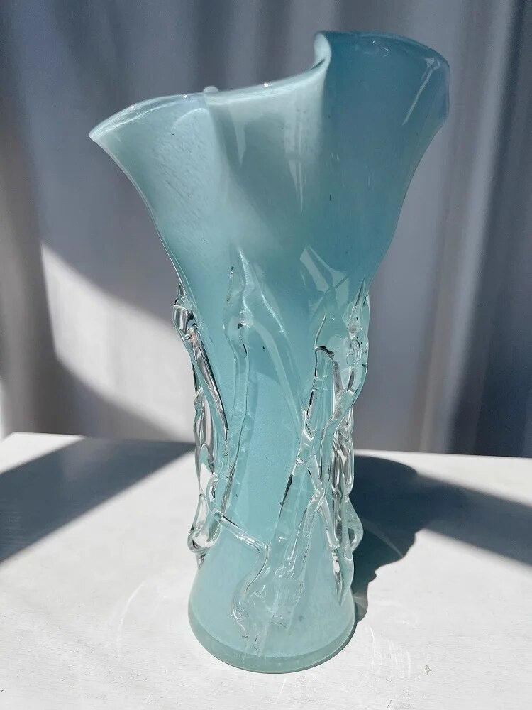 Simple blue lace vases-Arlik interiors