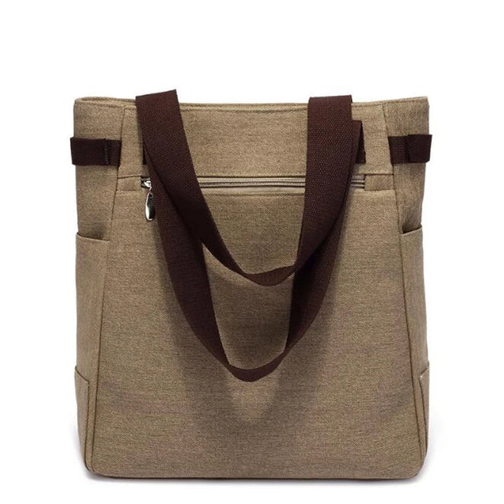 Large Capacity Vintage Shoulder Bag with Zipper