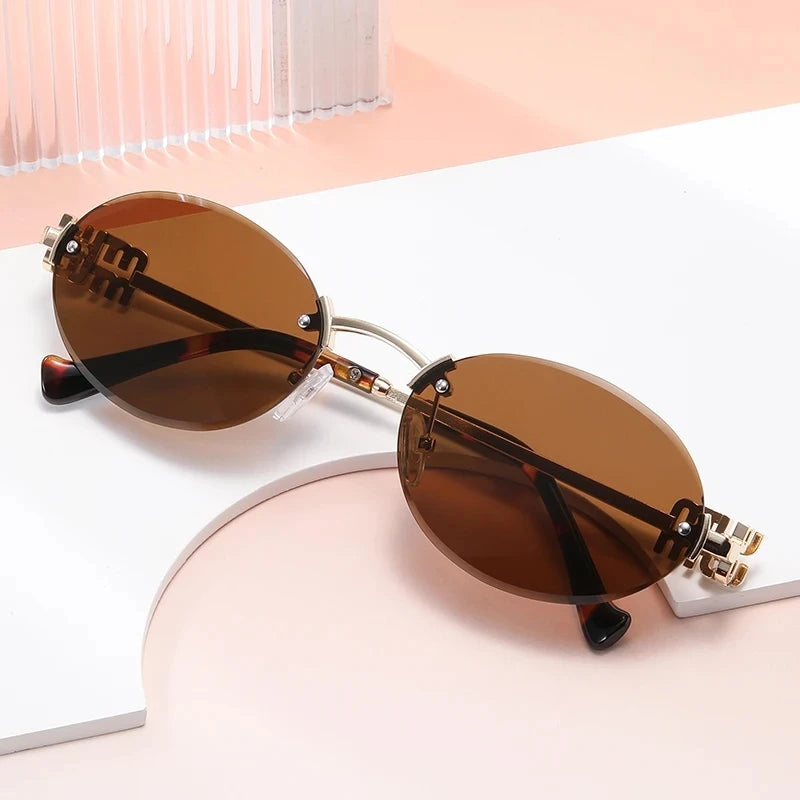 Oval Rimless Sunglasses | UV400 Anti-Glare Unisex Eyewear