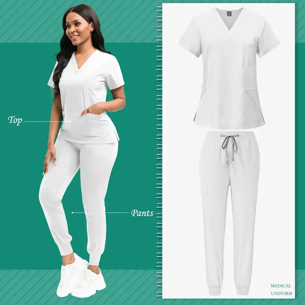 Nurse Uniform for Women Nursing Solid Surgical Gown-Scrubs-Bennys Beauty World