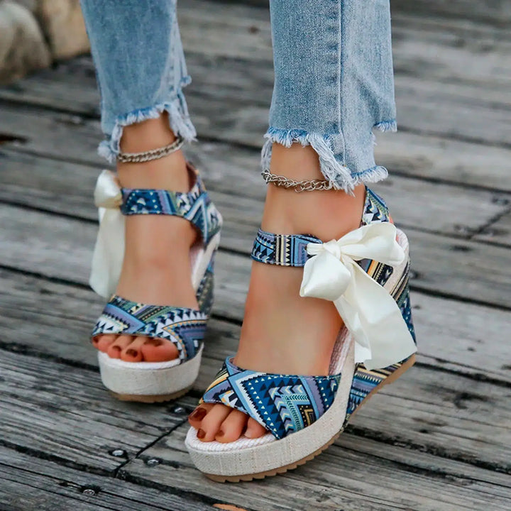 Ladies Summer Floral Wedge Sandals