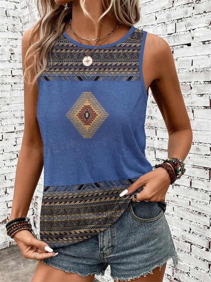 Leopard Print Crew Neck Tank Top