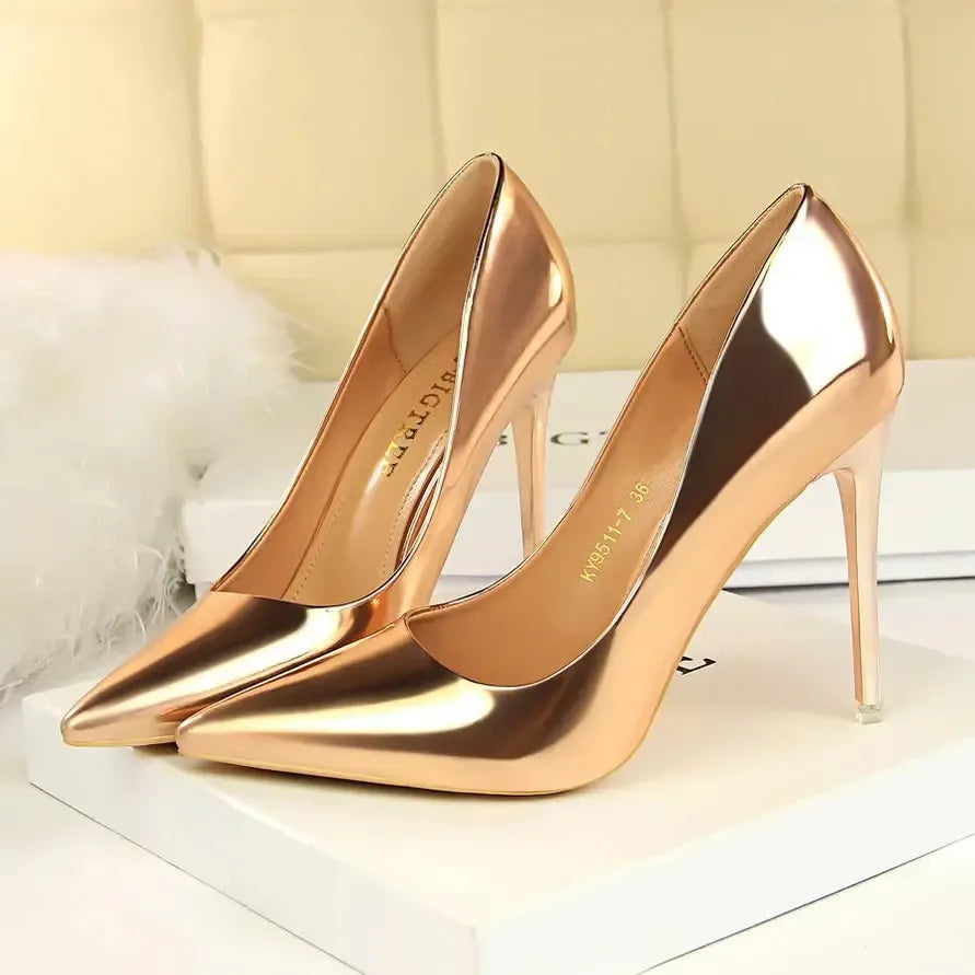 Women Patent Leather Pumps High Heels-Shoes-Bennys Beauty World