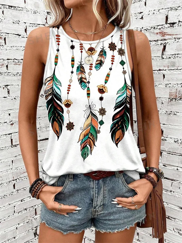 Leopard Print Crew Neck Tank Top