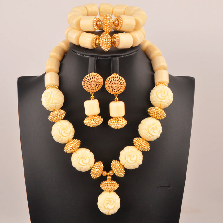 White Artificial Coral Bead Necklace African Jewelry Sets for Women