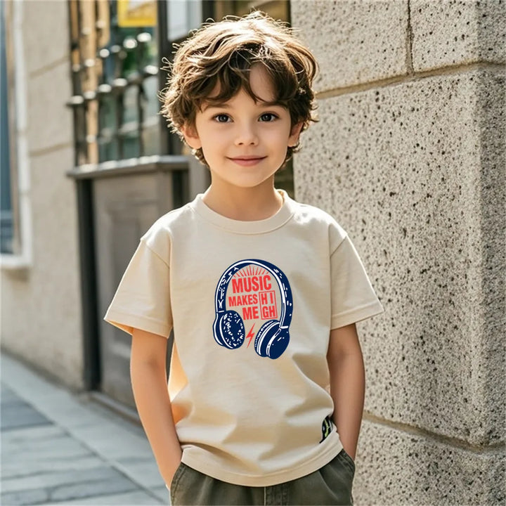 Kids Music Print T-Shirt | Short Sleeve DJ Tee