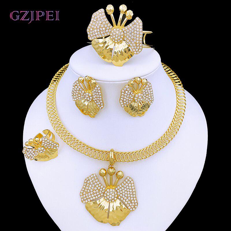 Gold Color Women's Wedding Party Jewelry Sets-Jewelry-Bennys Beauty World